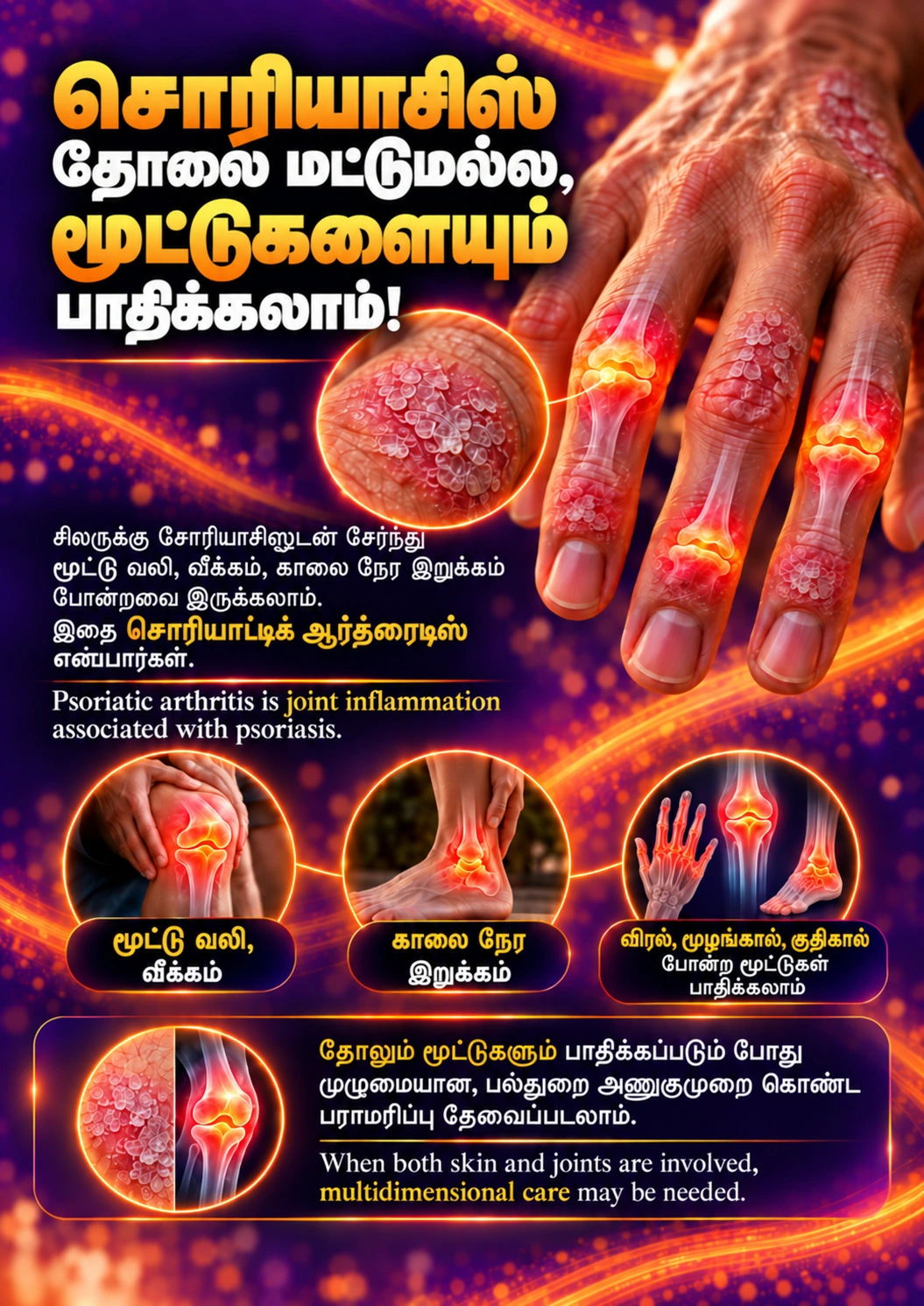 World Psoriasis Day 2026, poster 3: Psoriasis can also affect the joints.